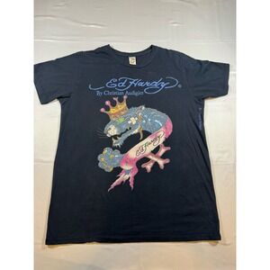 Ed Hardy By Christian Audigier T-Shirt Men's Large Black Graphic Print Vintage